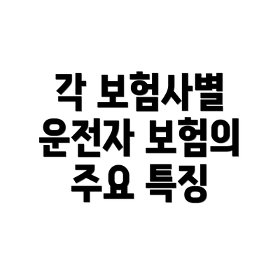 각 보험사별 운전자 보험의 주요 특징