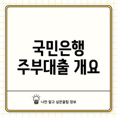 국민은행 주부대출 개요