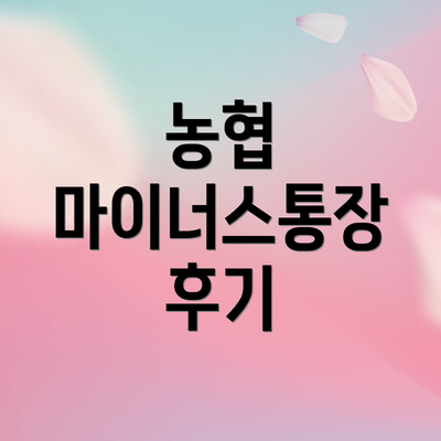 농협 마이너스통장 후기