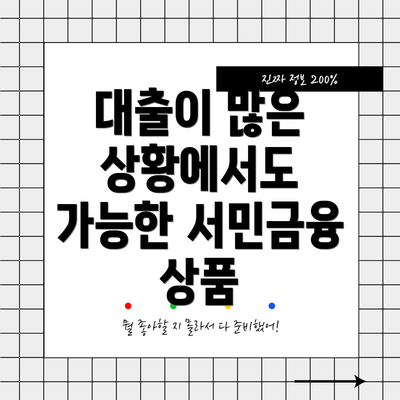 대출이 많은 상황에서도 가능한 서민금융 상품