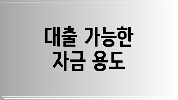 대출 가능한 자금 용도