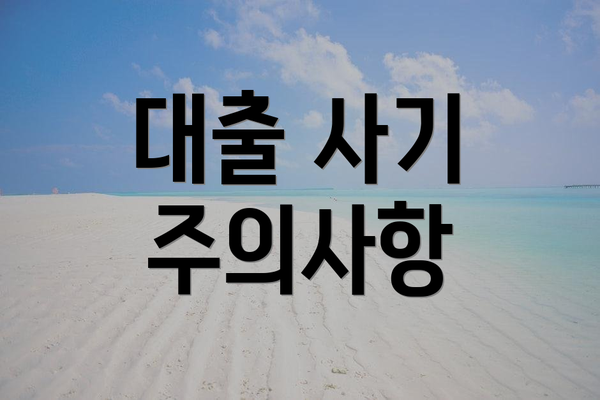 대출 사기 주의사항
