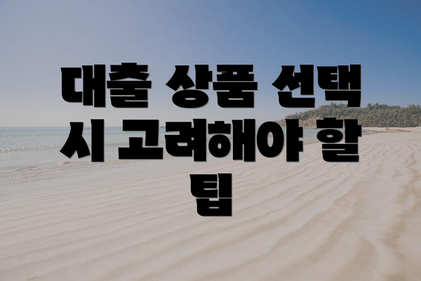 대출 상품 선택 시 고려해야 할 팁