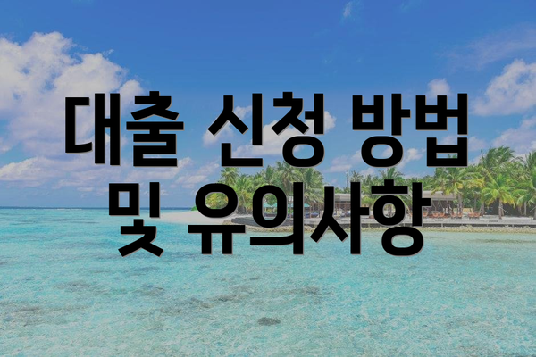 대출 신청 방법 및 유의사항