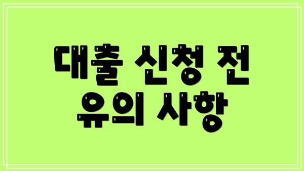 대출 신청 전 유의 사항