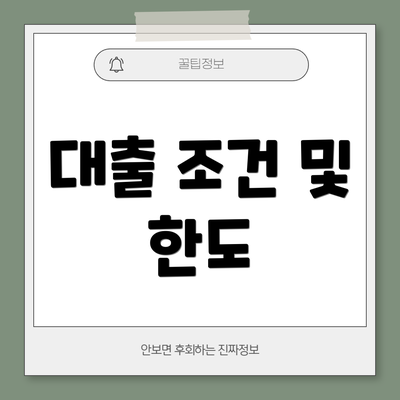 대출 조건 및 한도