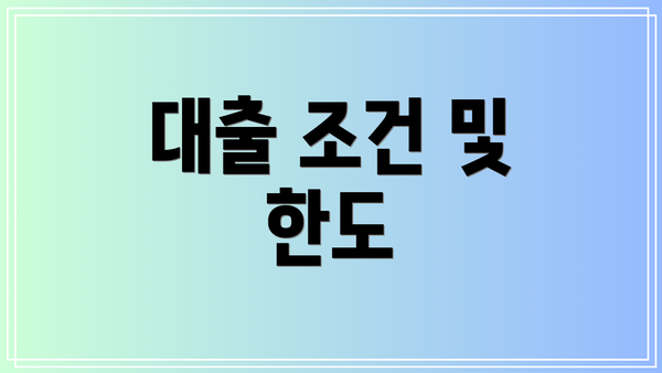 대출 조건 및 한도