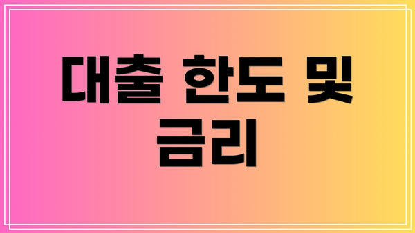 대출 한도 및 금리