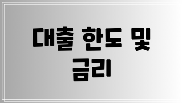대출 한도 및 금리