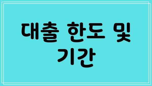 대출 한도 및 기간