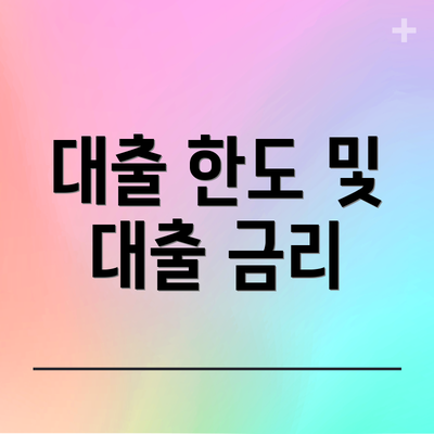 대출 한도 및 대출 금리