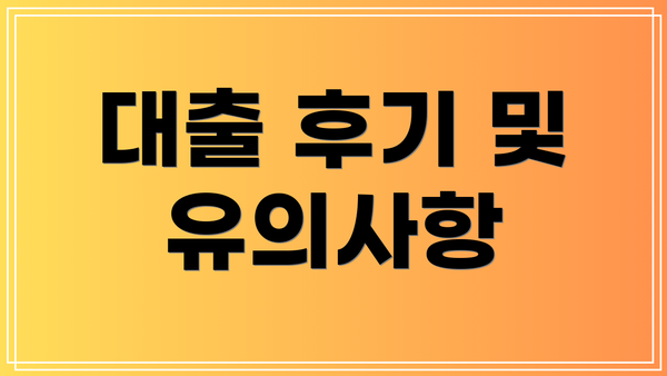 대출 후기 및 유의사항