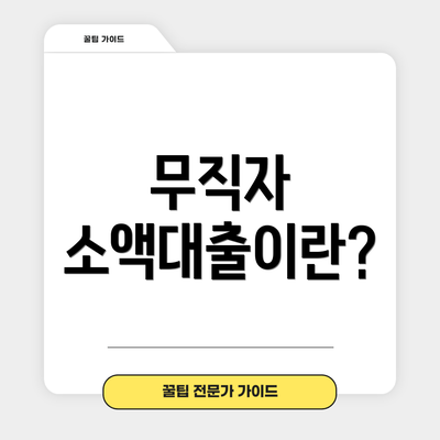 무직자 소액대출이란?