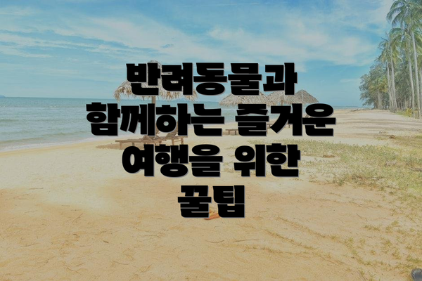 반려동물과 함께하는 즐거운 여행을 위한 꿀팁
