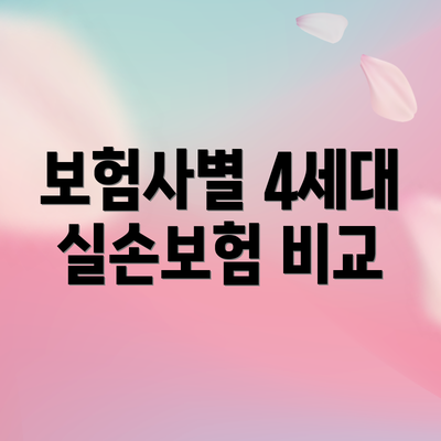 보험사별 4세대 실손보험 비교