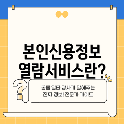 본인신용정보 열람서비스란?