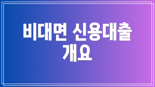 비대면 신용대출 개요