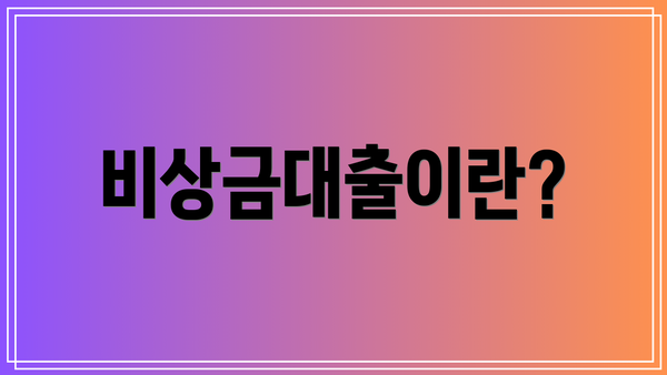 비상금대출이란?
