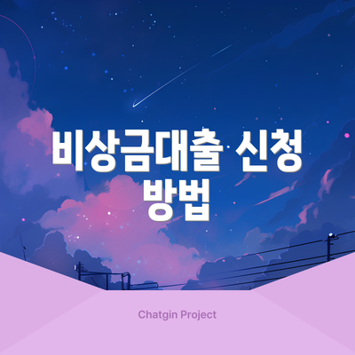 비상금대출 신청 방법