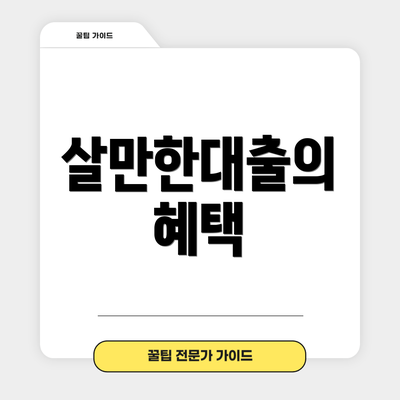 살만한대출의 혜택