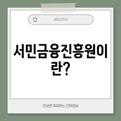 서민금융진흥원이란?