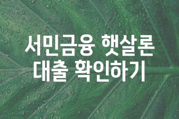 서민금융 햇살론 대출 확인하기