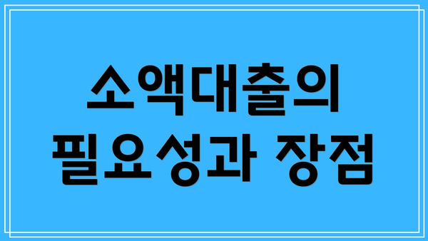 소액대출의 필요성과 장점