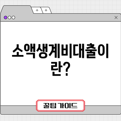 소액생계비대출이란?