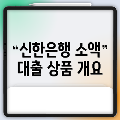 신한은행 소액 대출 상품 개요