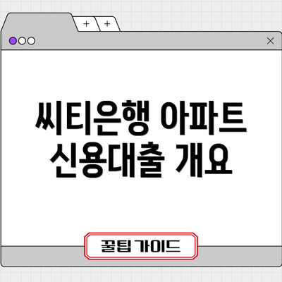 씨티은행 아파트 신용대출 개요