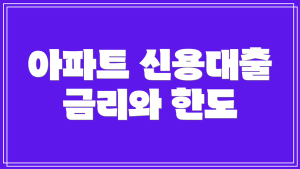 아파트 신용대출 금리와 한도