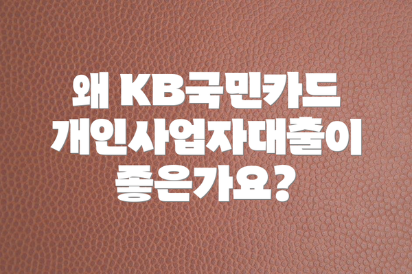 왜 KB국민카드 개인사업자대출이 좋은가요?