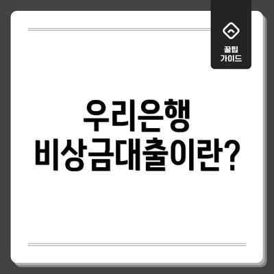우리은행 비상금대출이란?