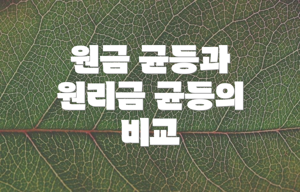 원금 균등과 원리금 균등의 비교