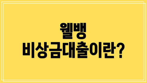 웰뱅 비상금대출이란?