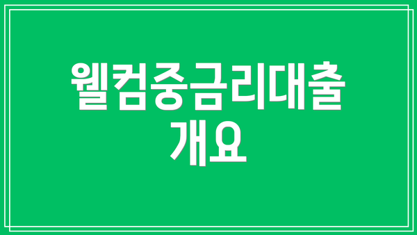 웰컴중금리대출 개요