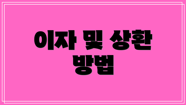 이자 및 상환 방법