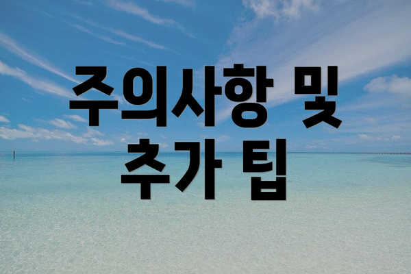 주의사항 및 추가 팁