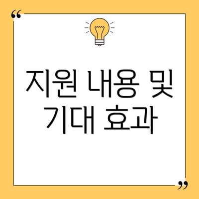 지원 내용 및 기대 효과
