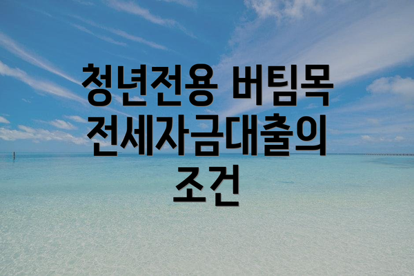 청년전용 버팀목전세자금대출의 조건