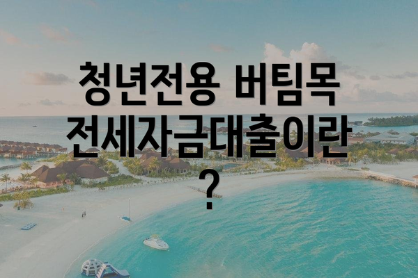 청년전용 버팀목전세자금대출이란?