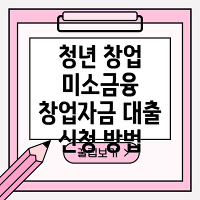 청년 창업 미소금융 창업자금 지원 내용 및 한도
