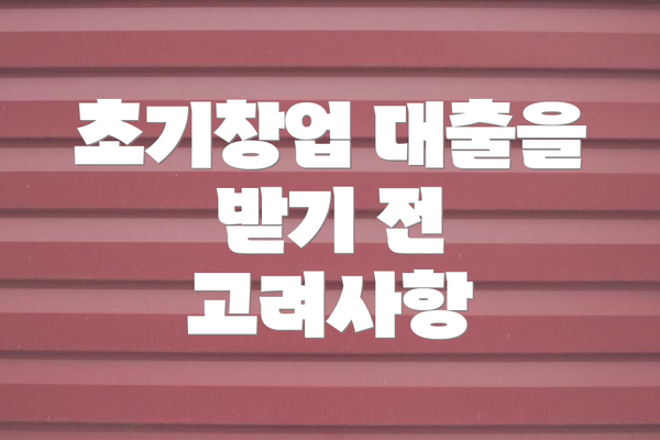초기창업 대출을 받기 전 고려사항