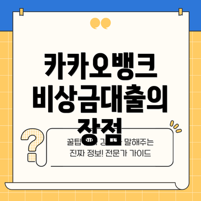 카카오뱅크 비상금대출의 장점