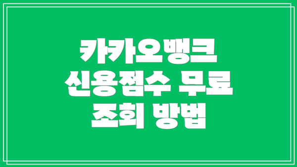 카카오뱅크 신용점수 무료 조회 방법