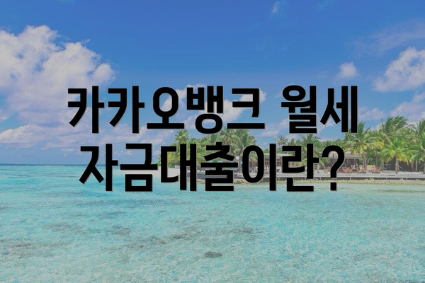 카카오뱅크 월세자금대출이란?