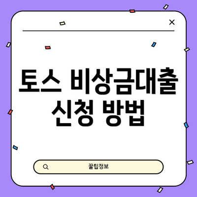 토스 비상금대출 신청 방법