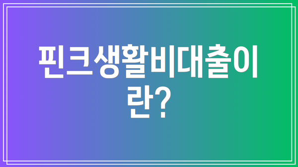 핀크생활비대출이란?