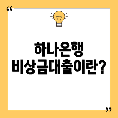 하나은행 비상금대출이란?