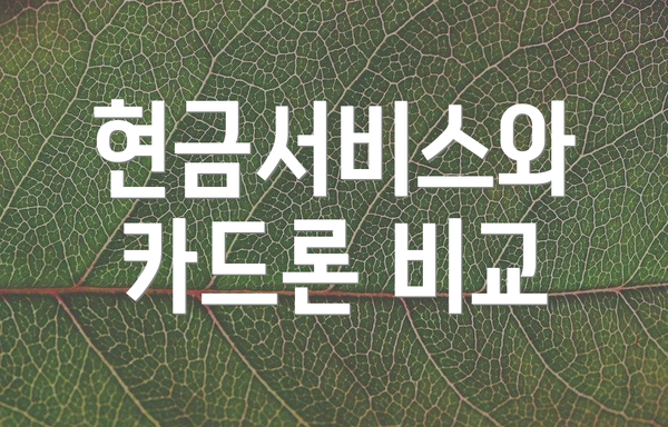 현금서비스와 카드론 비교